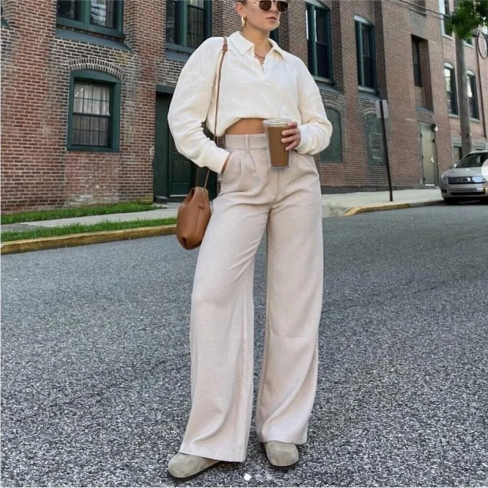 Abercrombie & Fitch Sloane Tailored Wide Leg Pant NWT Taupe Sz 26/2 - Picture 1 of 16